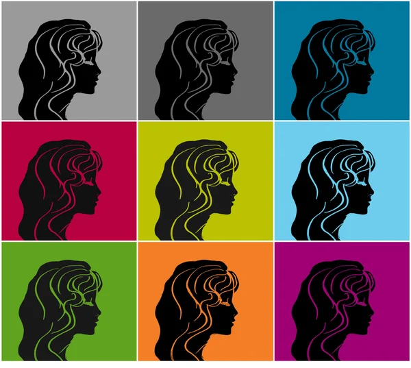 Nine female heads — Stock Photo, Image