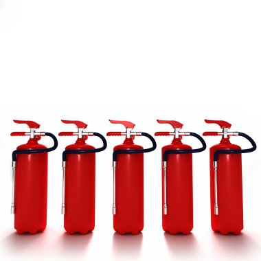 Line of fire extinguishers 2 clipart