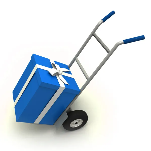 Blue gift delivery — Stock Photo, Image