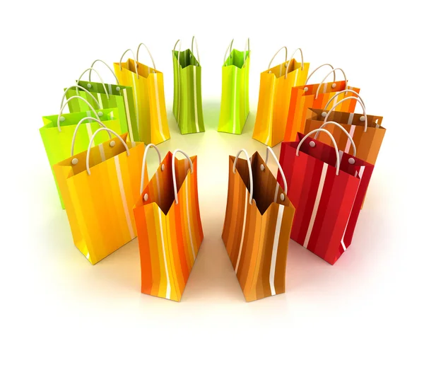Círculo de sacos de compras coloridos — Fotografia de Stock
