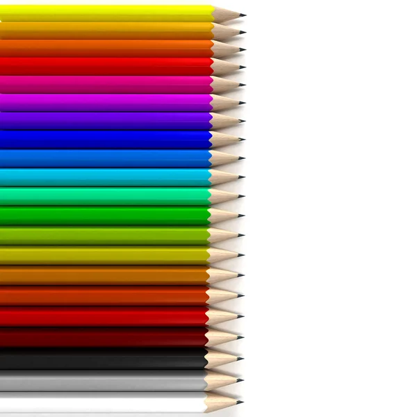 Různé barevné tužky horizontální — Stock fotografie