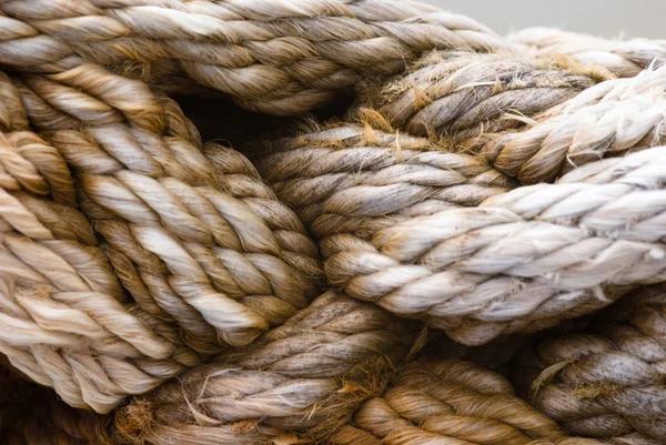 Detalhe sobre corda de cânhamo náutico — Fotografia de Stock