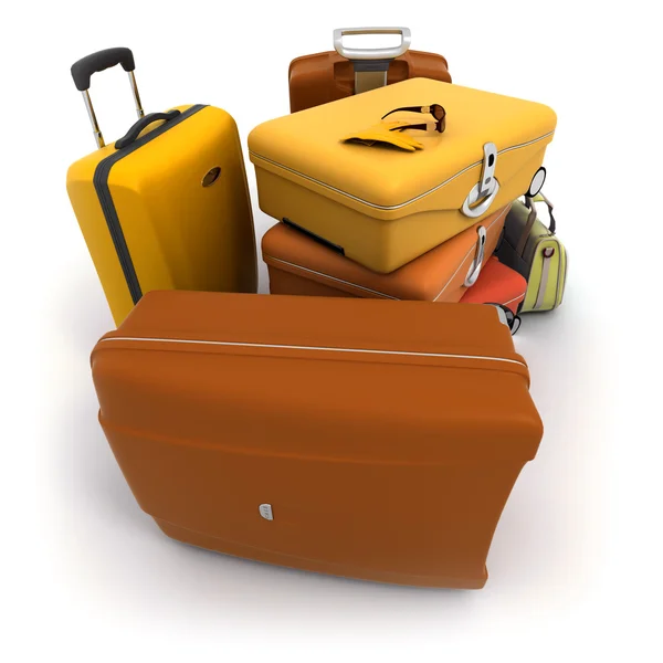 Luggage kit in ochre shades — Stock Photo, Image