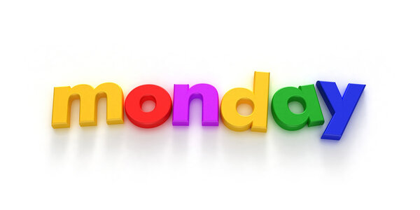 Monday written in magnet letters