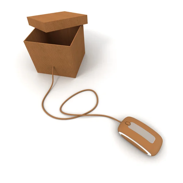 Opened brown parcel online — Stock Photo, Image