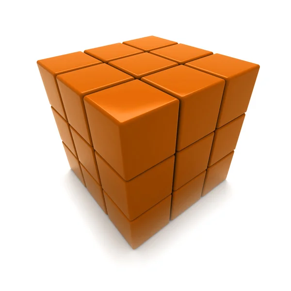 Quebra-cabeça cubo laranja — Fotografia de Stock