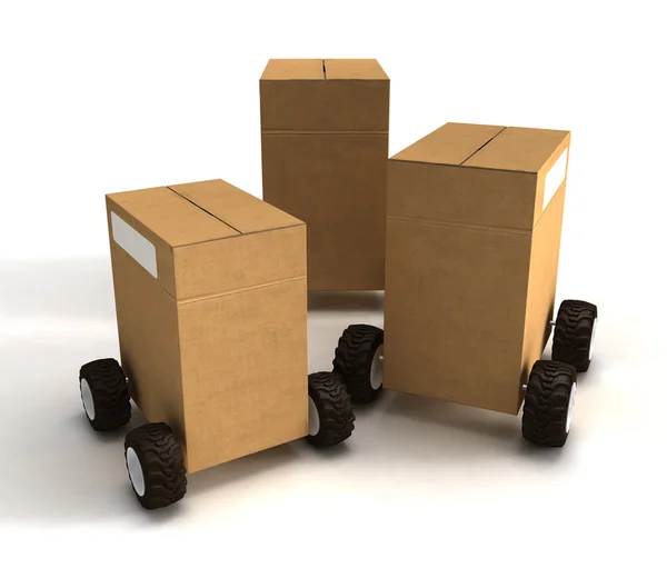 Packages on wheels — Stock Photo, Image