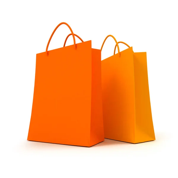 Par de sacos de compras laranja — Fotografia de Stock