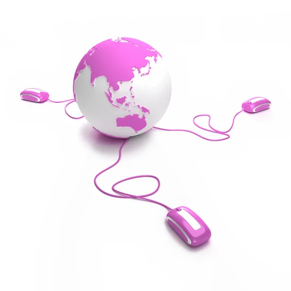 Pink global communications Asia oriented — Stock Photo, Image