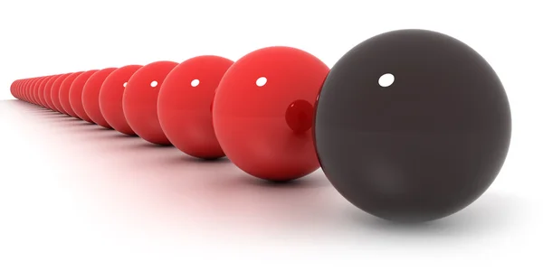 Rode en zwarte Biljart ballen regeling — Stockfoto