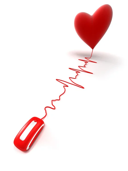 Red heart on line — Stock Photo, Image
