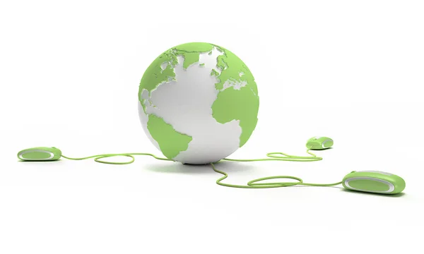 Världen anslutning i grönt — Stockfoto