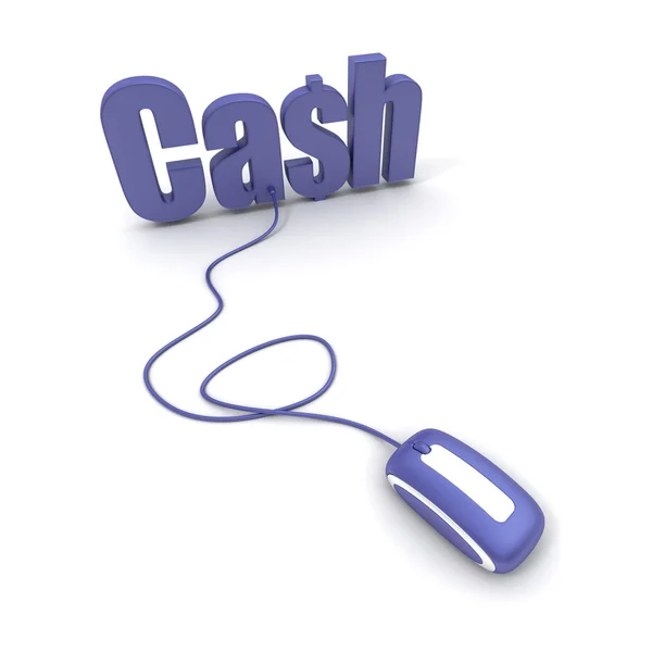 Word Cash conectado a um mouse de computador — Fotografia de Stock