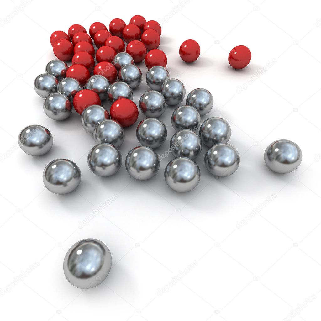 Marbles in red and metal