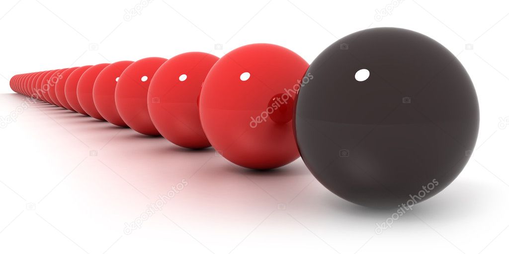 Red and black billiard balls arrangement