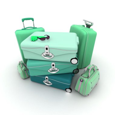 Green elegant luggage clipart