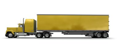 Lateral view of a big yellow trailer truck clipart