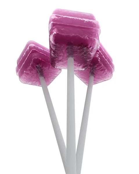Ground view of a trio of purple lollipops — Stock Photo, Image