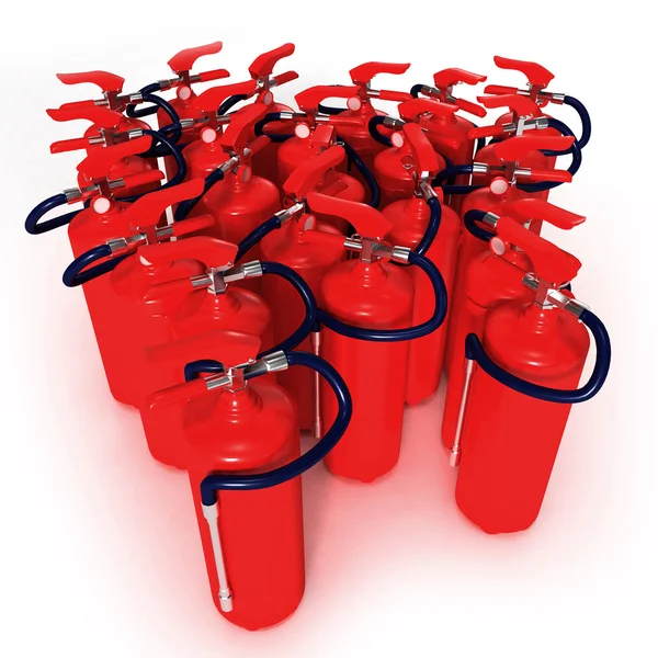 Grupo de extintores de incêndio — Fotografia de Stock