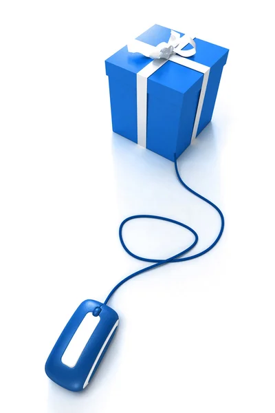 互联网蓝色礼品盒 — 图库照片