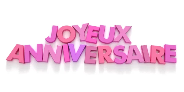 Joyeaux Anniversaire em letras maiúsculas rosa — Fotografia de Stock