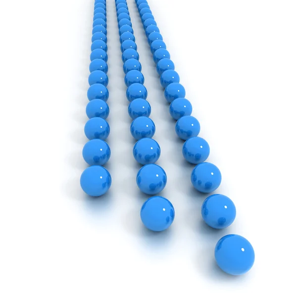 Lines of blue billiard balls — Stock Photo, Image