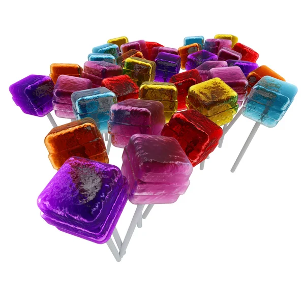 Lots of cubic colorful lollipops — Stock Photo, Image