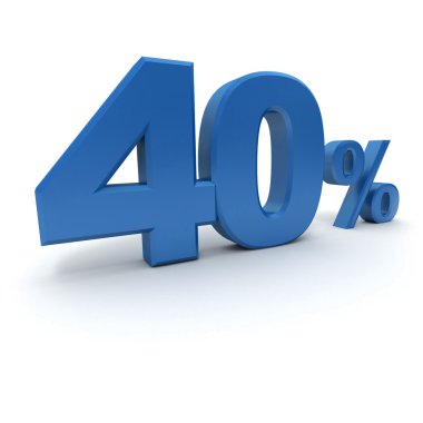 40% in blue clipart