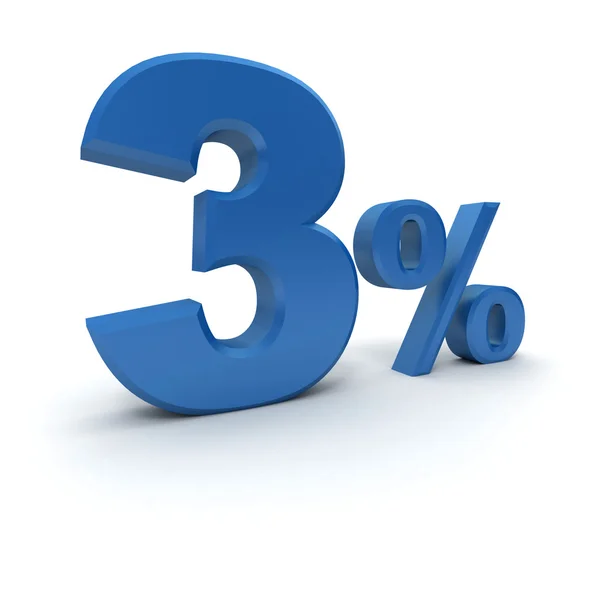 3% in blauw — Stockfoto