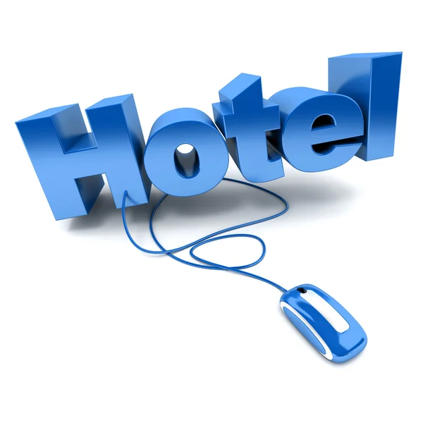 Hotel online blauw — Stockfoto