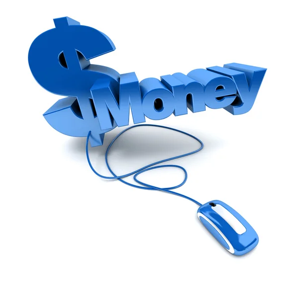 Dinero en línea en azul — Foto de Stock