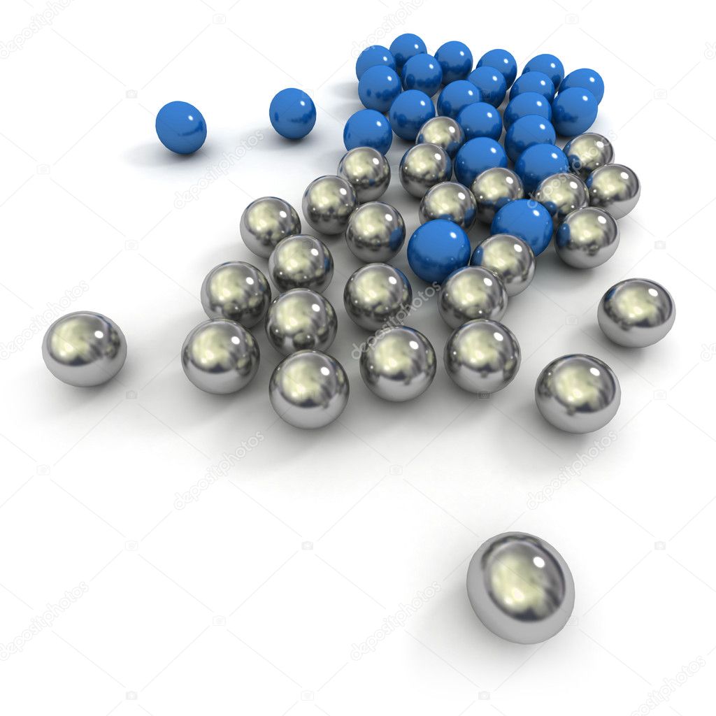 Marbles in blue and metal