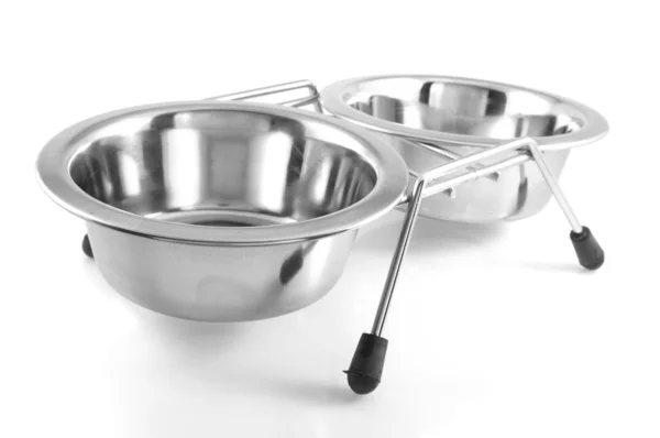 개 사료와 물 2 그릇 — 스톡 사진
