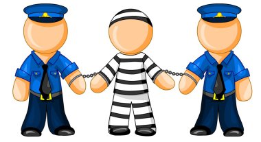 Police officers holds prisoner clipart