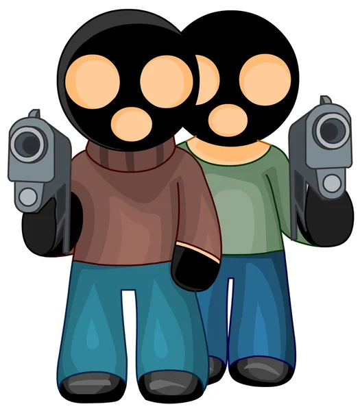 Gangsters em máscaras pretas — Fotografia de Stock