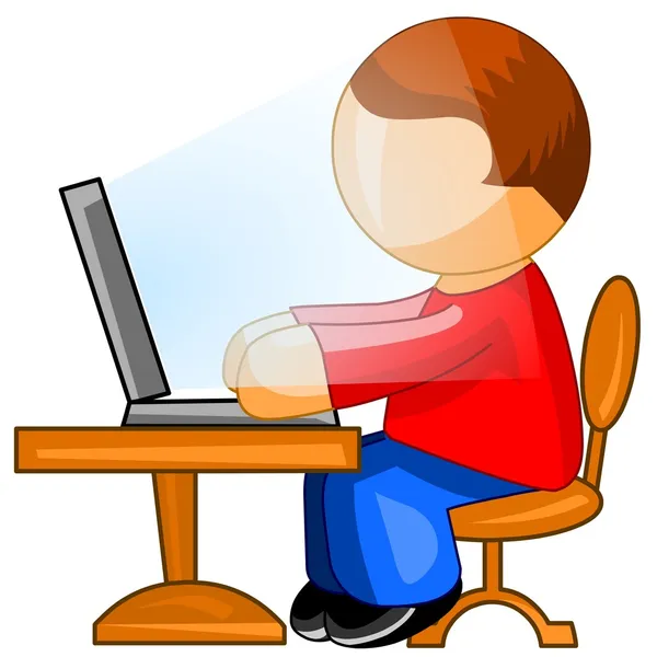 Man working on computer. Web icon. — Stock Photo, Image