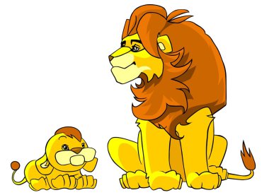 Father lion and his little son clipart