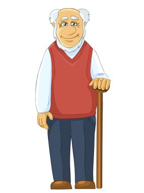 Grandfather with stick clipart