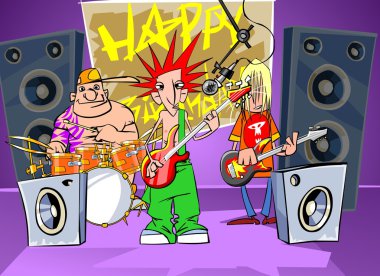 Rock band says happy birthday clipart