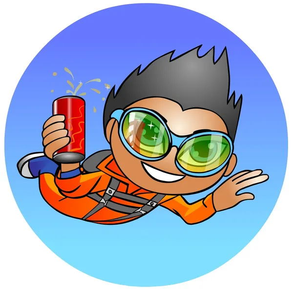 Skydiver with a drink. — Stock Photo, Image