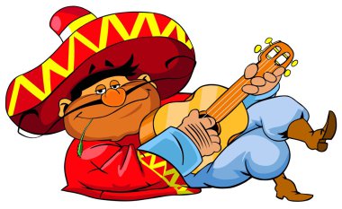 Mexican man playing guitar clipart