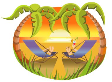 Relaxing scene at the tropical beach. clipart