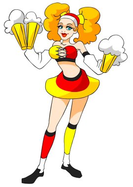 German woman with beer - football fan. clipart