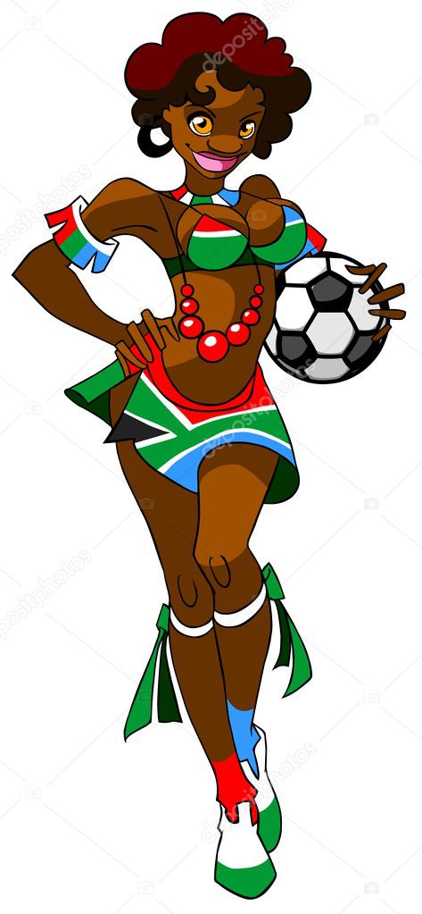 African woman with a ball - football fan.