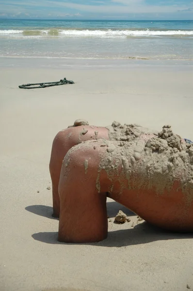 stock image Feet in the sand at beach