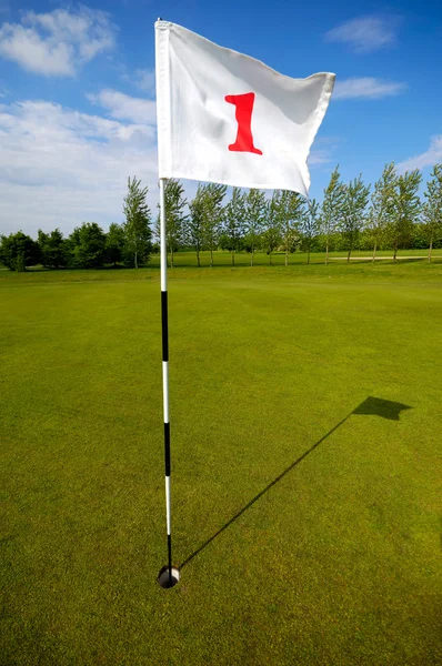 Golf vlag nummer één — Stockfoto
