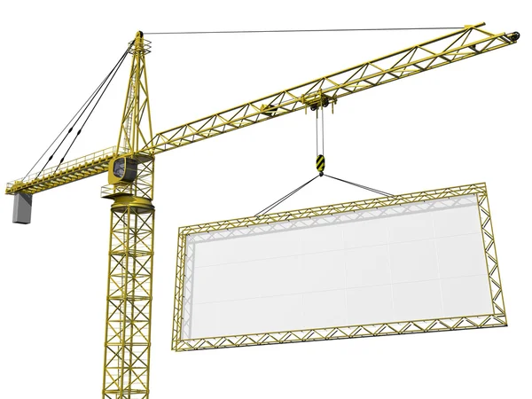 Crane lifting blank sign — Stock Photo, Image