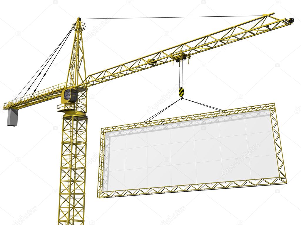 Crane lifting blank sign