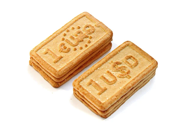 Usd and euro biscuits — Stock Photo, Image