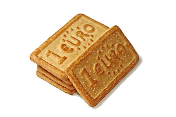 Montón de galletas en euros — Foto de Stock
